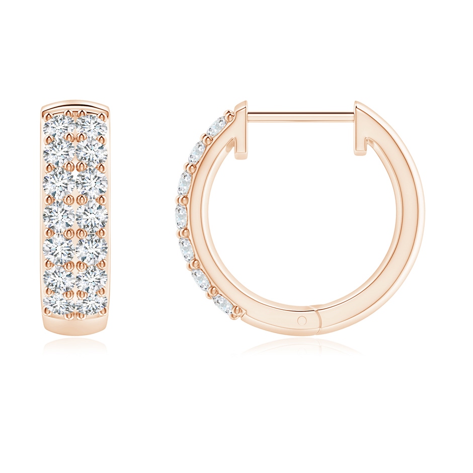 1.75mm GVS2 Twin-Row Diamond Hoop Earrings in Rose Gold side 1