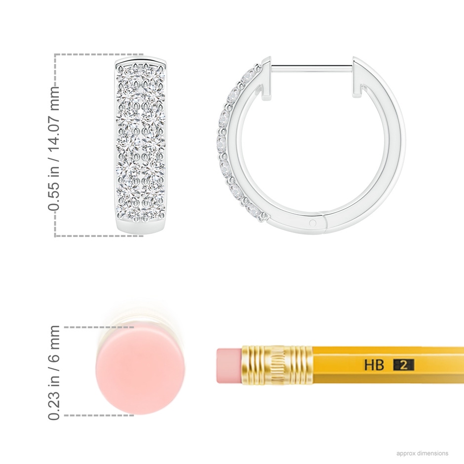 1.75mm HSI2 Twin-Row Diamond Hoop Earrings in P950 Platinum ruler