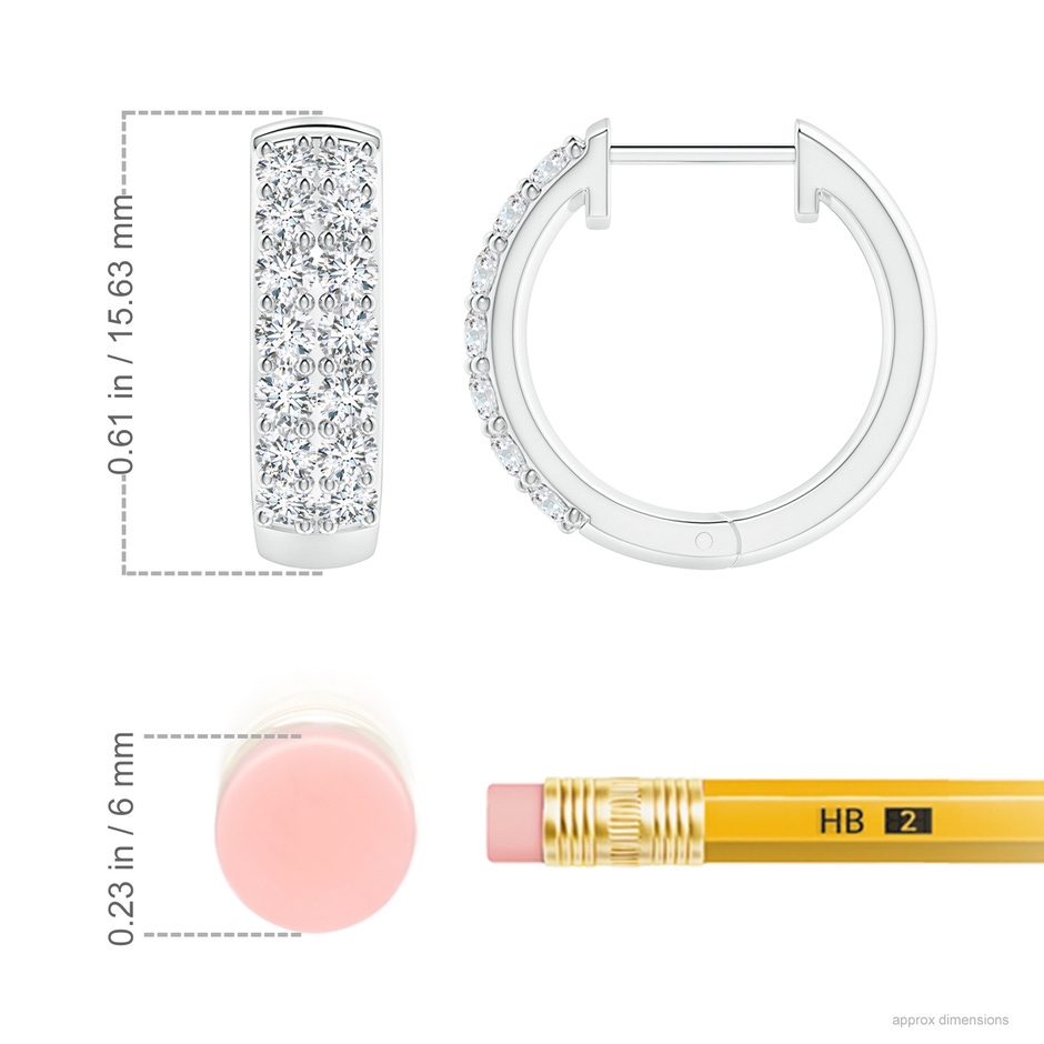 2mm GVS2 Twin-Row Diamond Hoop Earrings in P950 Platinum ruler
