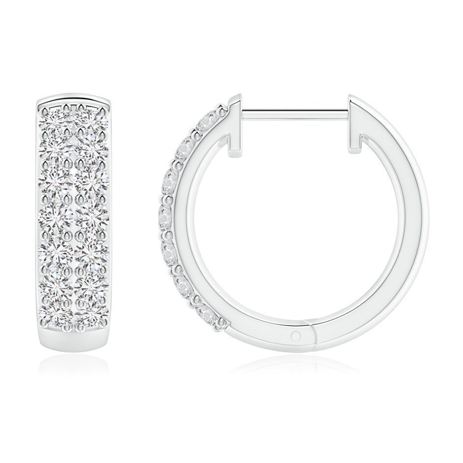 2mm HSI2 Twin-Row Diamond Hoop Earrings in White Gold side 1