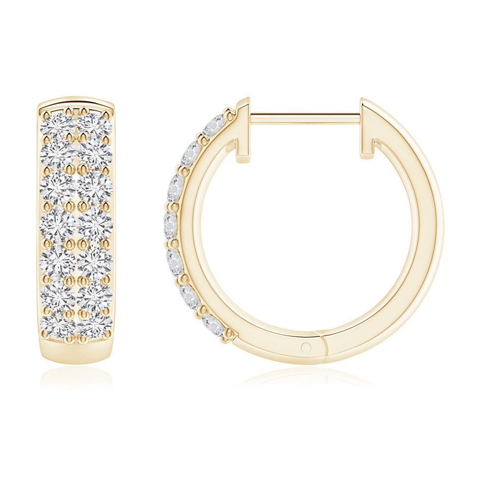 2mm HSI2 Twin-Row Diamond Hoop Earrings in Yellow Gold side 1