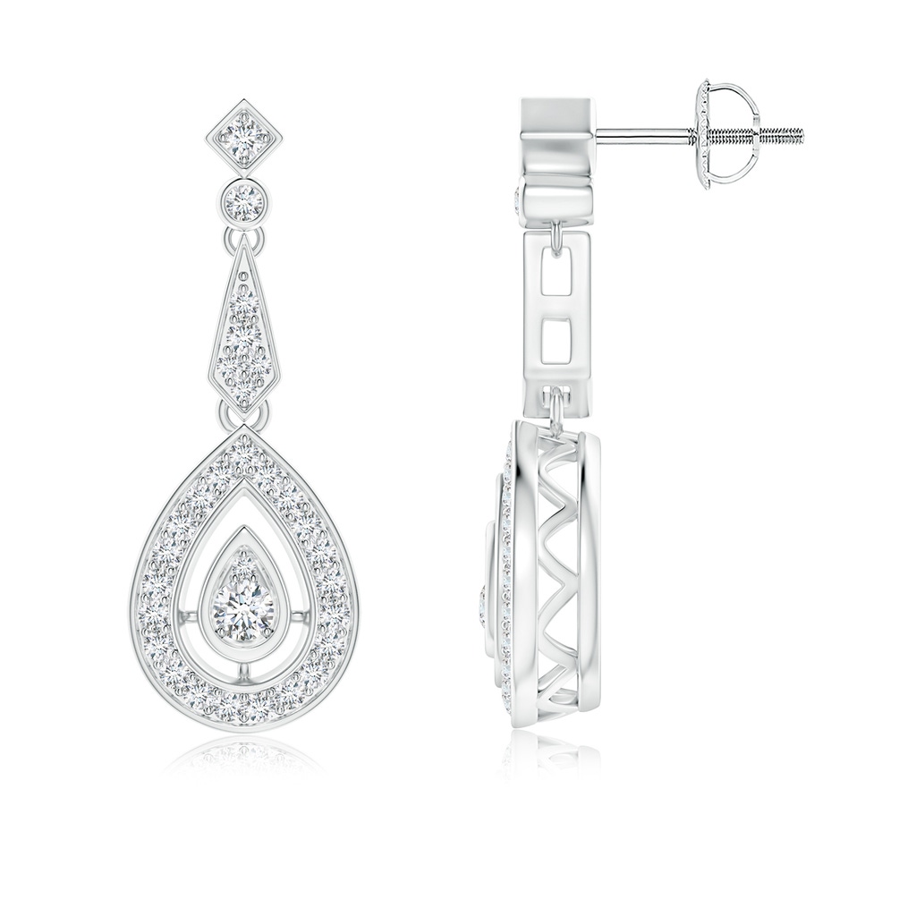2.8mm GVS2 Vintage Inspired Diamond Drop Earrings in White Gold