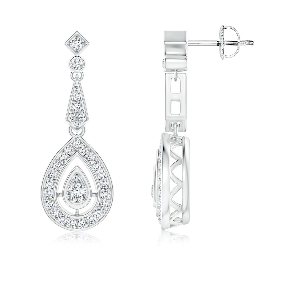 2.8mm GVS2 Vintage Inspired Diamond Drop Earrings in White Gold 