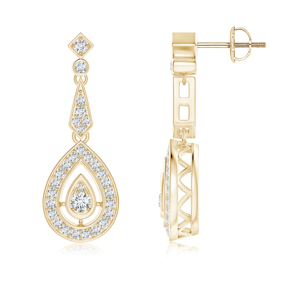 2.8mm GVS2 Vintage Inspired Diamond Drop Earrings in Yellow Gold