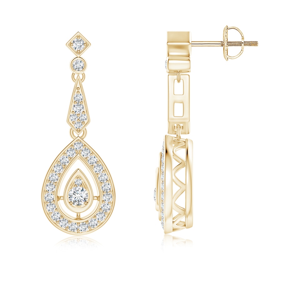 2.8mm GVS2 Vintage Inspired Diamond Drop Earrings in Yellow Gold 
