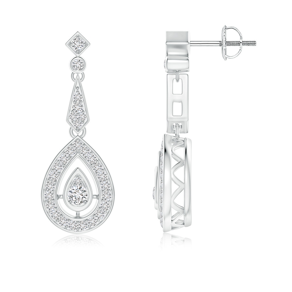 2.8mm HSI2 Vintage Inspired Diamond Drop Earrings in White Gold