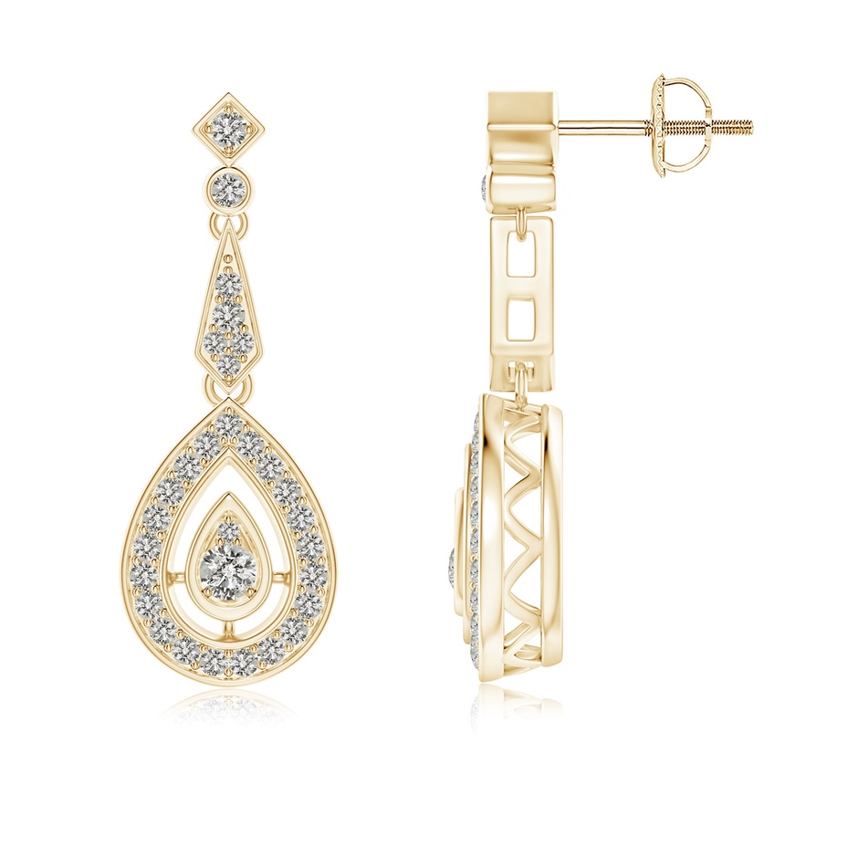 2.8mm KI3 Vintage Inspired Diamond Drop Earrings in Yellow Gold 