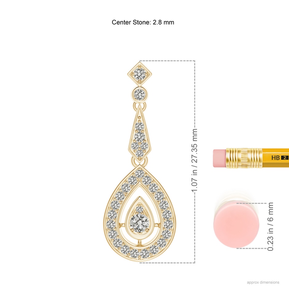 2.8mm KI3 Vintage Inspired Diamond Drop Earrings in Yellow Gold ruler