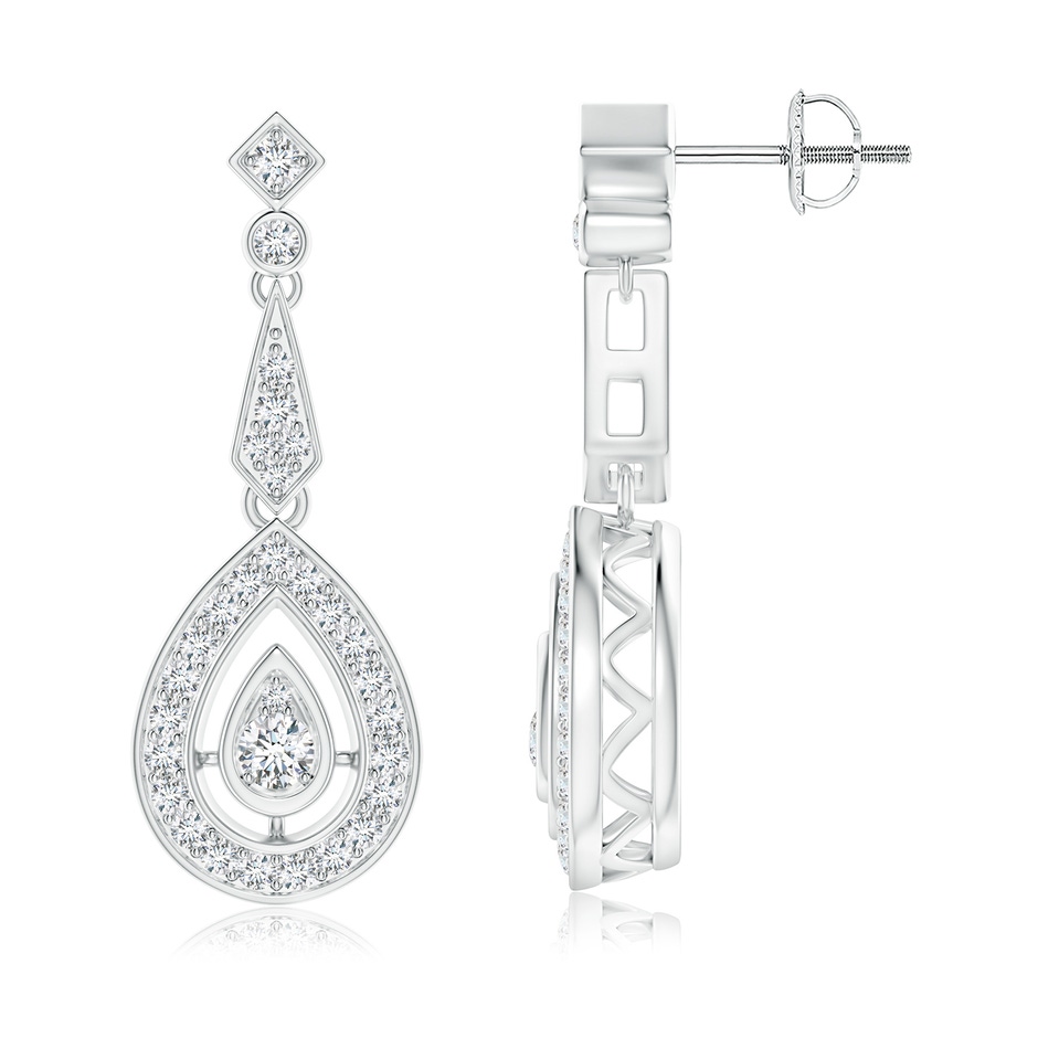 3mm GVS2 Vintage Inspired Diamond Drop Earrings in White Gold 