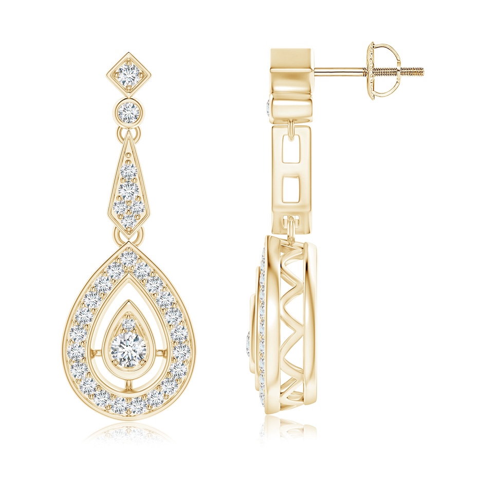 3mm GVS2 Vintage Inspired Diamond Drop Earrings in Yellow Gold 