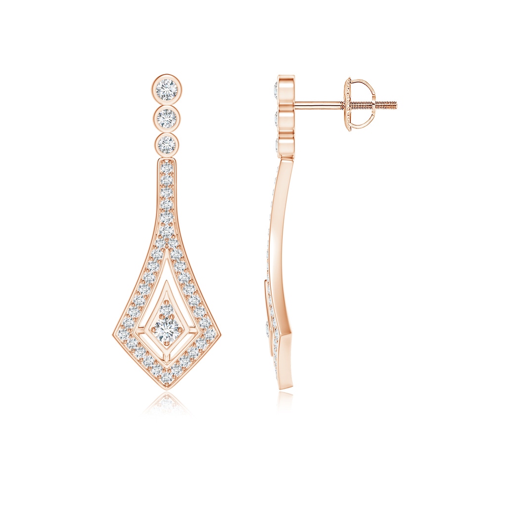 2.3mm GVS2 Vintage Inspired Diamond Dangle Earrings in Rose Gold