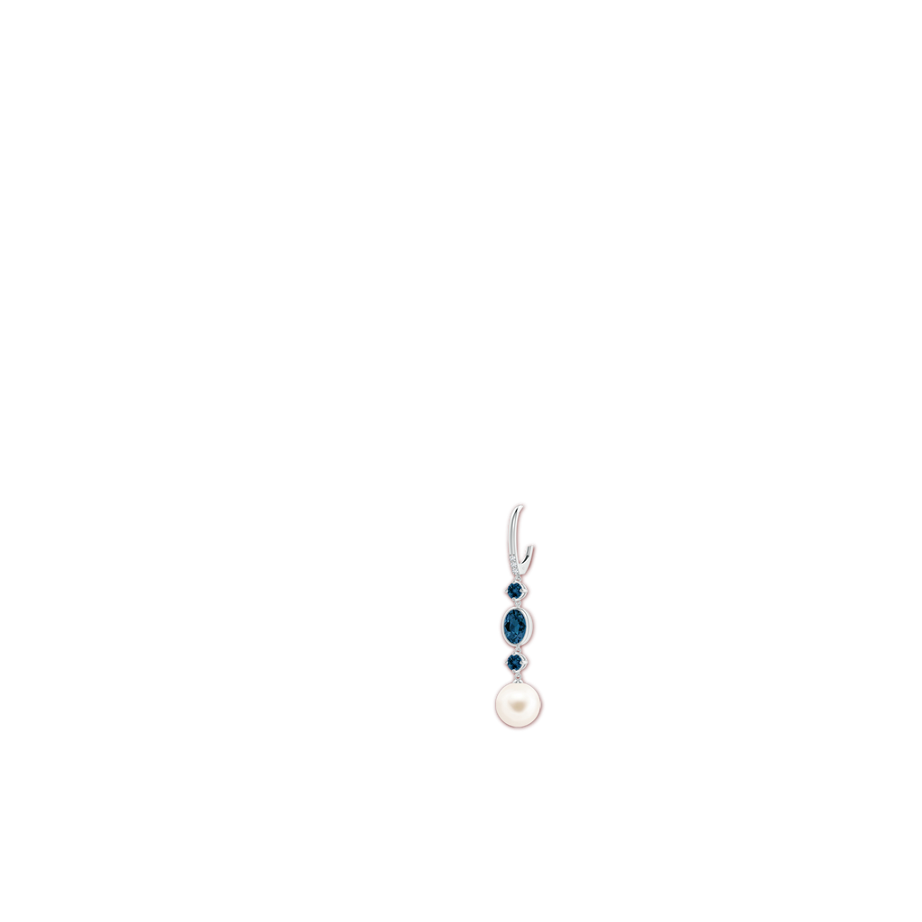 9mm AAA Freshwater Pearl Earrings with London Blue Topazes in White Gold Body-Ear