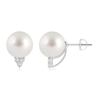 10mm AAA South Sea Pearl Earrings with Diamond Trio in White Gold