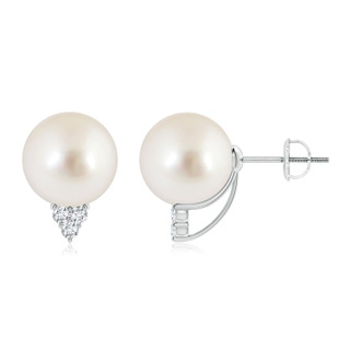 10mm AAAA South Sea Pearl Earrings with Diamond Trio in P950 Platinum