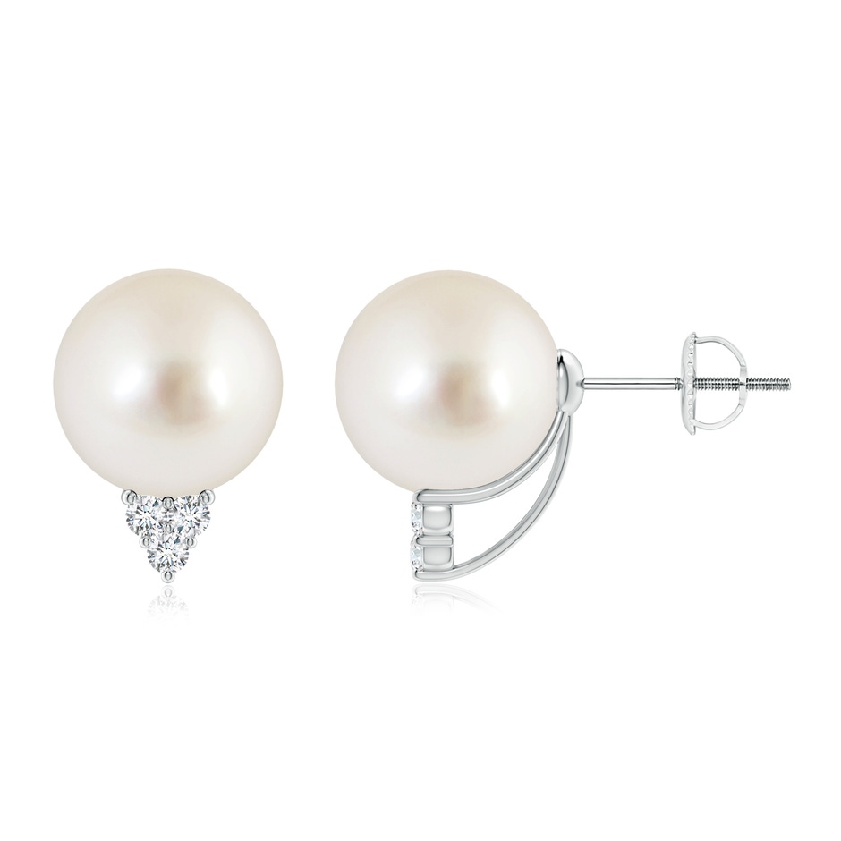 10mm AAAA South Sea Pearl Earrings with Diamond Trio in P950 Platinum 