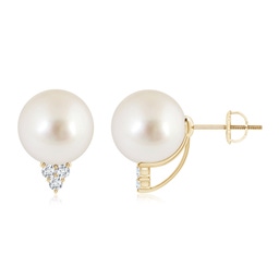 Fashion Studs Yellow Gold South Sea Pearl Earrings