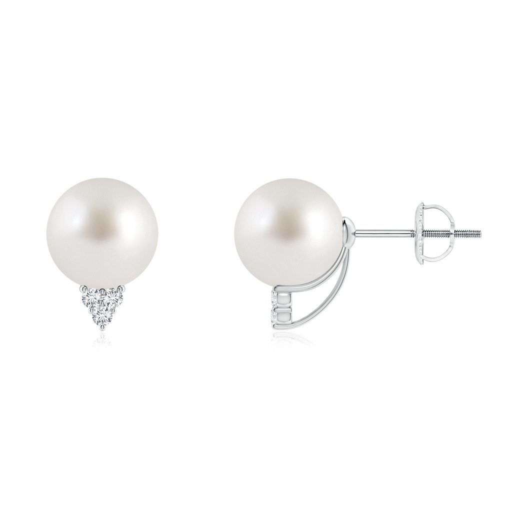 8mm AAA South Sea Pearl Earrings with Diamond Trio in White Gold