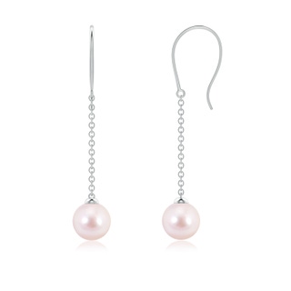 6mm AAAA Dangling Solitaire Japanese Akoya Pearl Earrings in White Gold