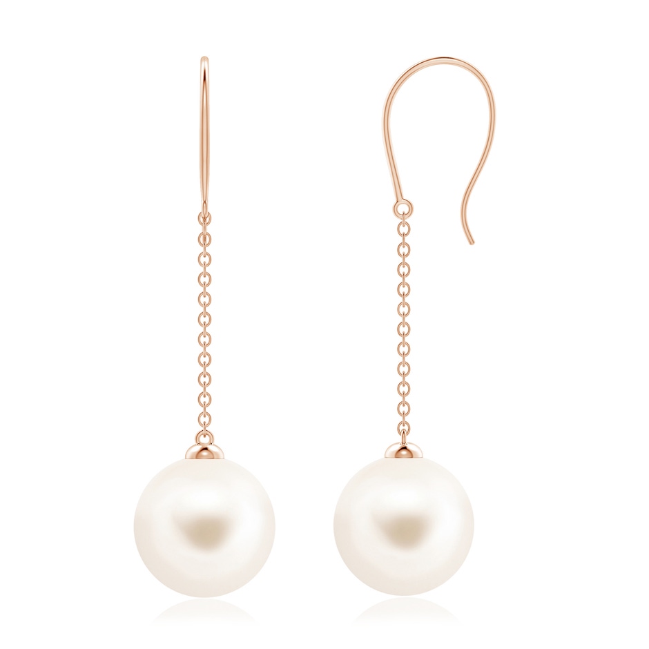 10mm AAA Dangling Solitaire Freshwater Pearl Earrings in Rose Gold 