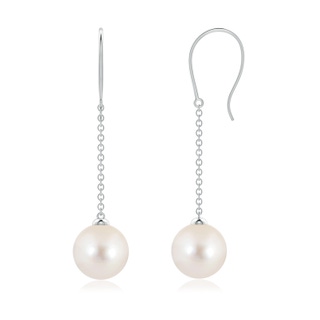 8mm AAAA Dangling Solitaire Freshwater Pearl Earrings in P950 Platinum