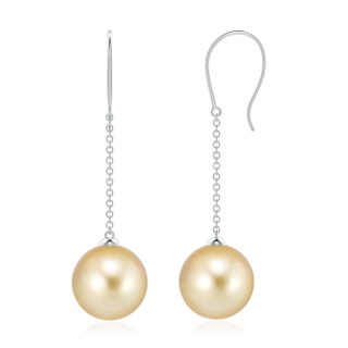 10mm AAAA Dangling Solitaire Golden South Sea Pearl Earrings in P950 Platinum
