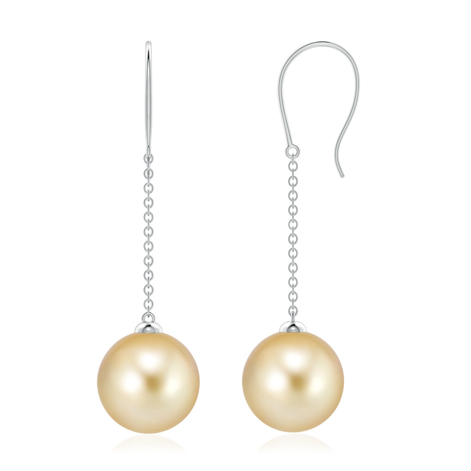 10mm AAAA Dangling Solitaire Golden South Sea Pearl Earrings in P950 Platinum 