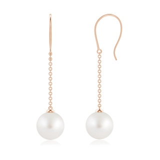 8mm AA Dangling Solitaire South Sea Pearl Earrings in Rose Gold