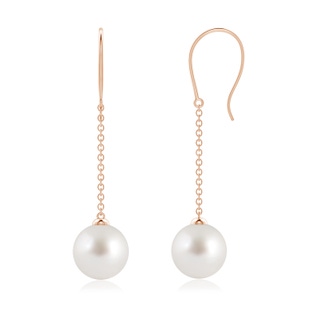 8mm AAA Dangling Solitaire South Sea Pearl Earrings in Rose Gold