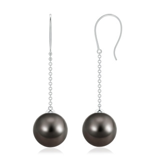 10mm AAA Dangling Solitaire Tahitian Pearl Earrings in White Gold