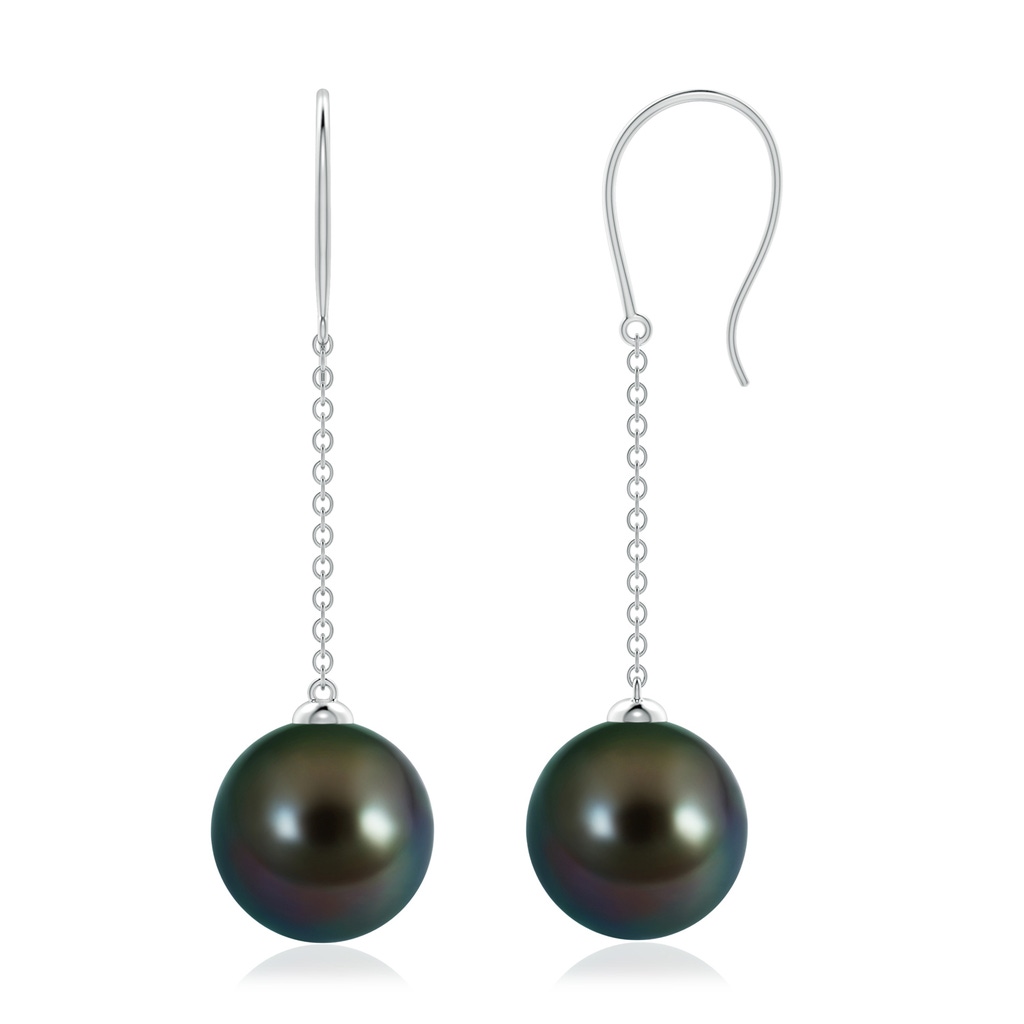 10mm AAAA Dangling Solitaire Tahitian Pearl Earrings in P950 Platinum