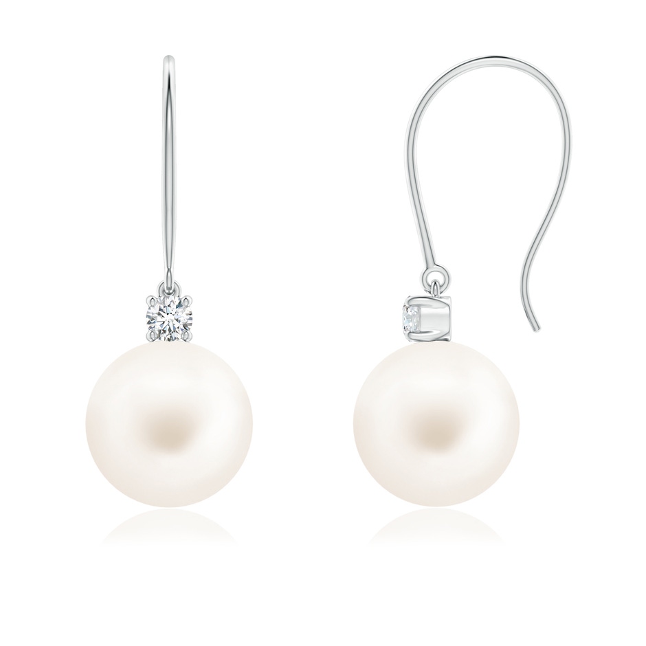 8mm AA Freshwater Pearl & Diamond Fish Hook Earrings in P950 Platinum 