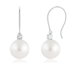 8mm AA South Sea Pearl & Diamond Fish Hook Earrings in P950 Platinum