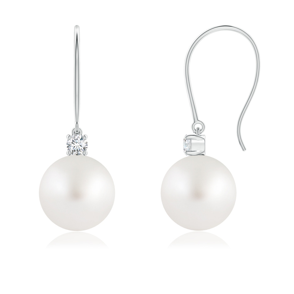 8mm AA South Sea Pearl & Diamond Fish Hook Earrings in P950 Platinum 