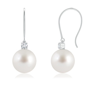 8mm AAA South Sea Pearl & Diamond Fish Hook Earrings in P950 Platinum