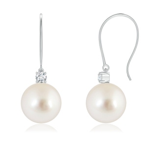 8mm AAAA South Sea Pearl & Diamond Fish Hook Earrings in P950 Platinum