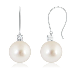 9mm AAAA South Sea Pearl & Diamond Fish Hook Earrings in P950 Platinum