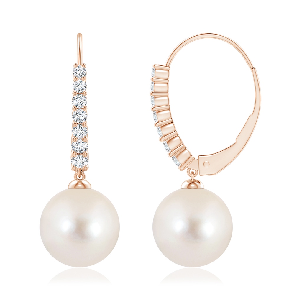 10mm AAAA Freshwater Pearl Tapered Leverback Earrings in Rose Gold - side_1