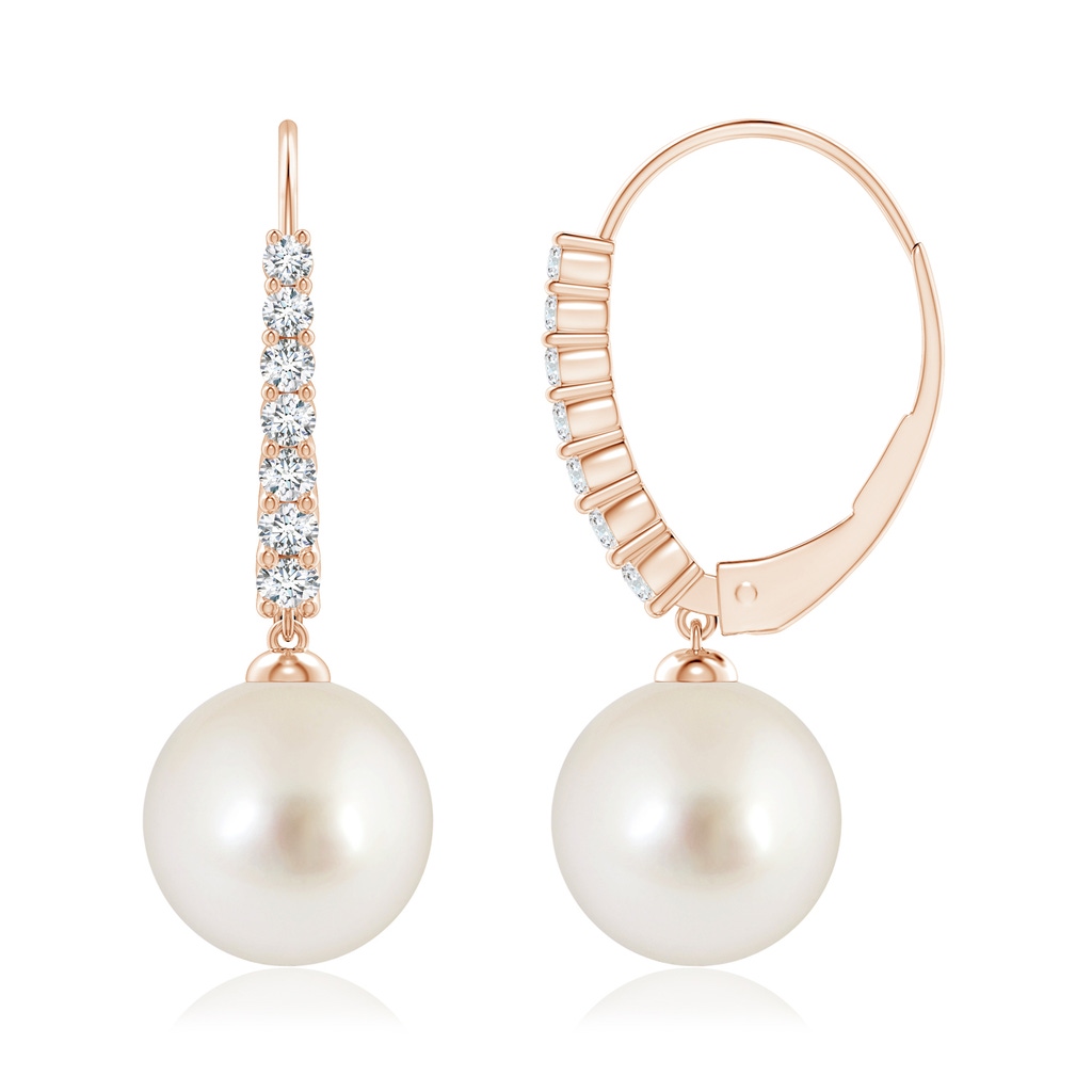 10mm AAAA South Sea Pearl Tapered Leverback Earrings in Rose Gold - side_1