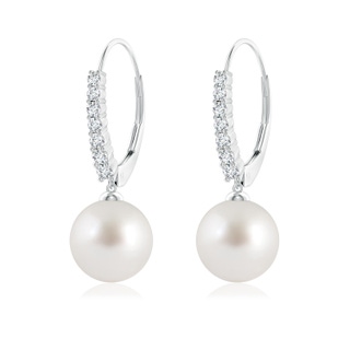 9mm AAA South Sea Pearl Tapered Leverback Earrings in White Gold