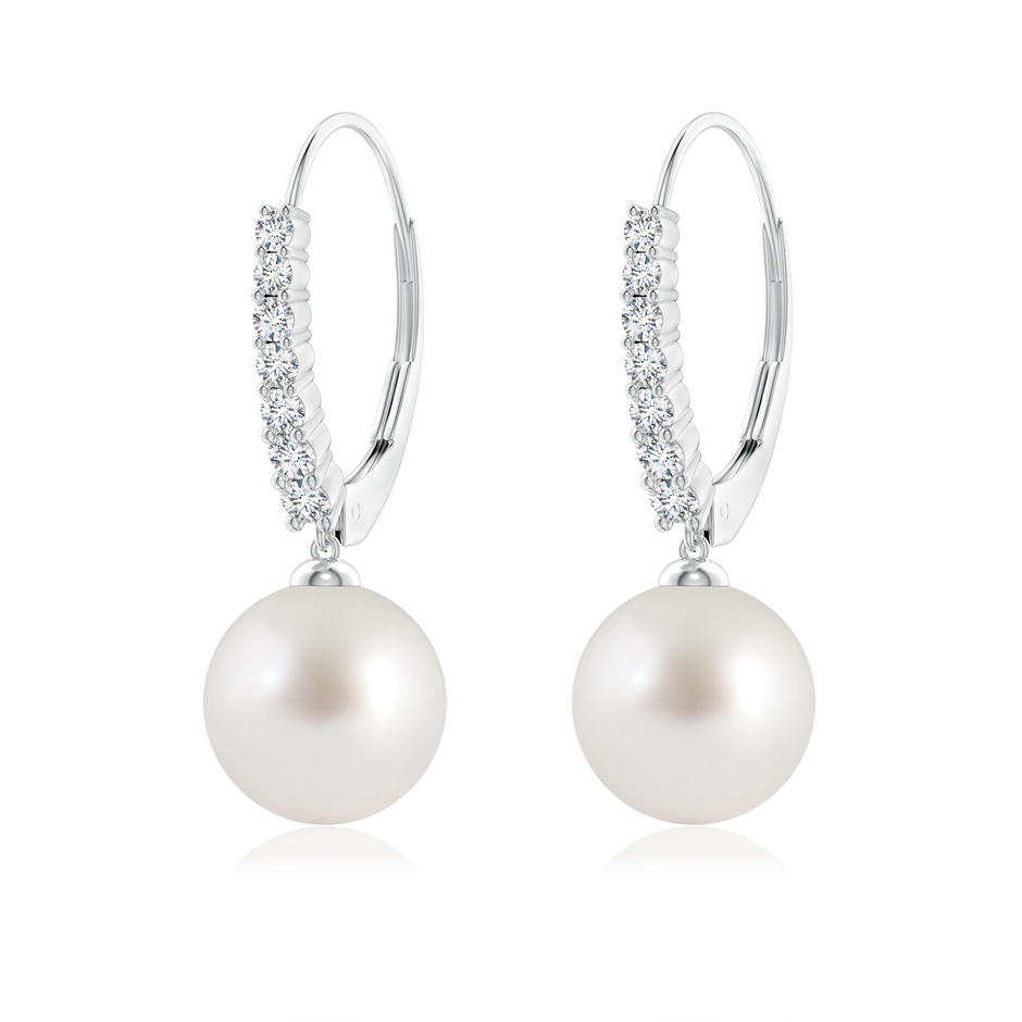 9mm AAA South Sea Pearl Tapered Leverback Earrings in White Gold 