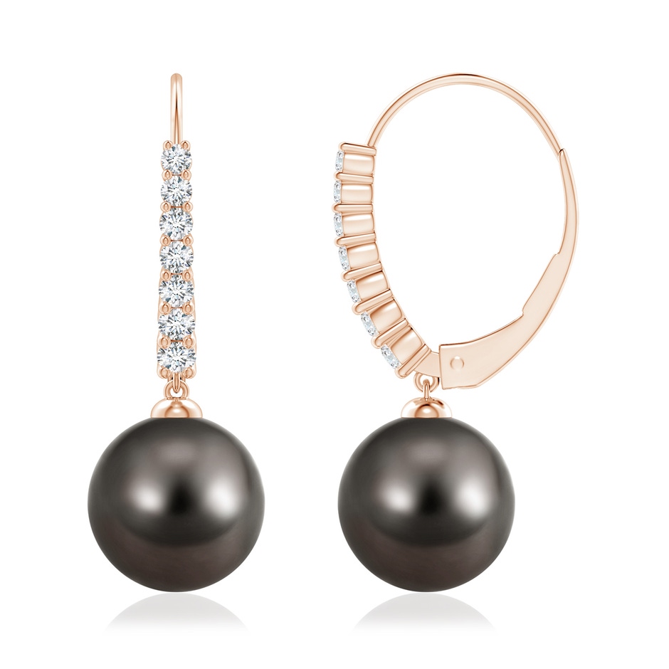 10mm AAA Tahitian Pearl Tapered Leverback Earrings in Rose Gold side 199
