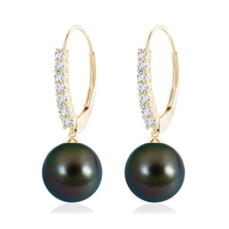 Dangle Yellow Gold Tahitian Pearl Earrings