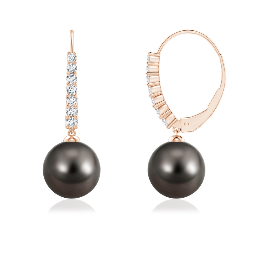 8mm AAA Tahitian Pearl Tapered Leverback Earrings in Rose Gold side 199
