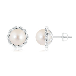 8mm AAAA Solitaire Freshwater Pearl Twist Rope Studs in P950 Platinum