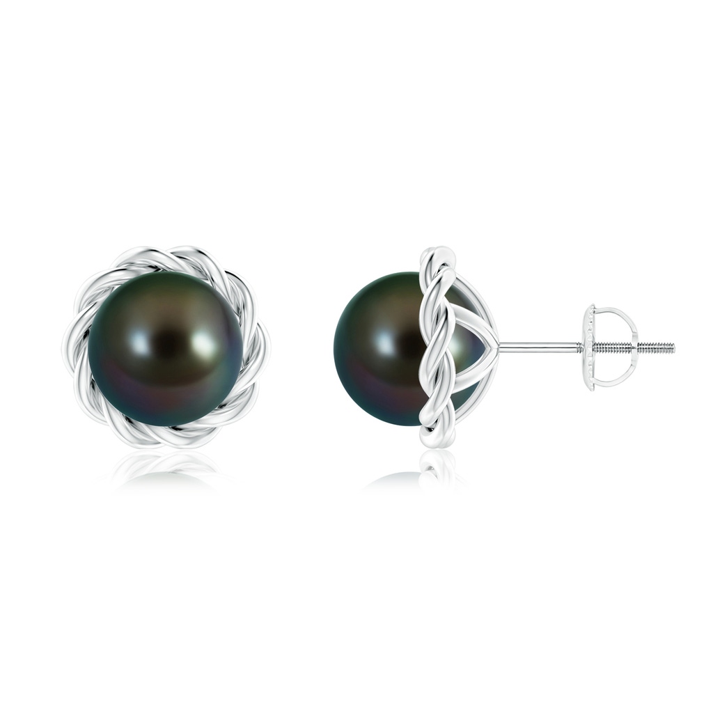 8mm AAAA Solitaire Tahitian Pearl Twist Rope Studs in P950 Platinum