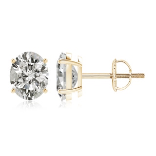 10x8mm KI3 Oval Diamond Solitaire Stud Earrings in 10K Yellow Gold