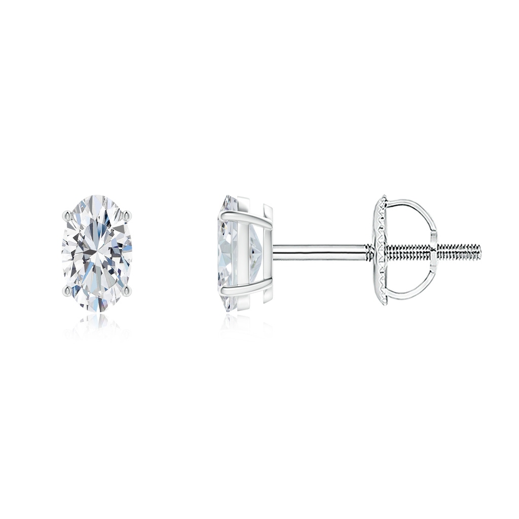 5x3mm GVS2 Oval Diamond Solitaire Stud Earrings in White Gold