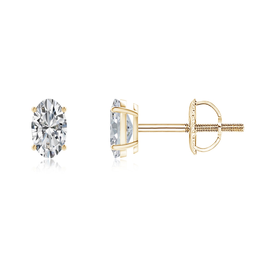 5x3mm HSI2 Oval Diamond Solitaire Stud Earrings in 9K Yellow Gold