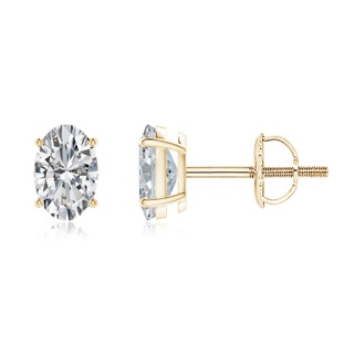 6x4mm HSI2 Oval Diamond Solitaire Stud Earrings in 9K Yellow Gold