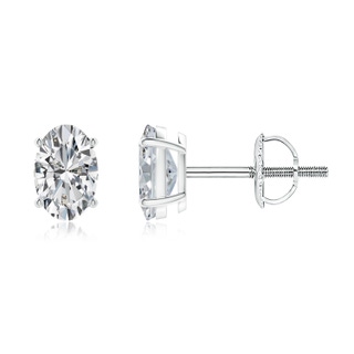 6x4mm HSI2 Oval Diamond Solitaire Stud Earrings in White Gold